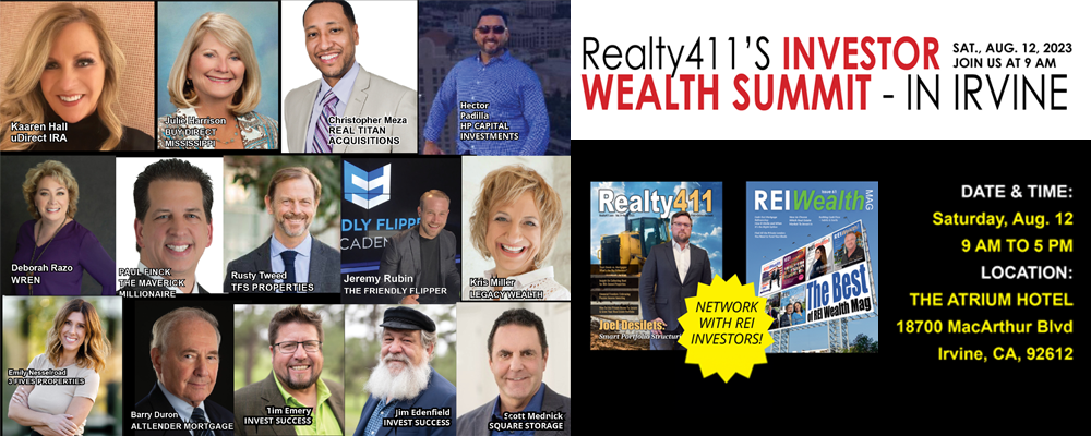 Attention real estate investors, broker/agents, private lenders, and REI professionals, Realty411 has exciting news regarding their upcoming In-Person Event in Irvine, California.
